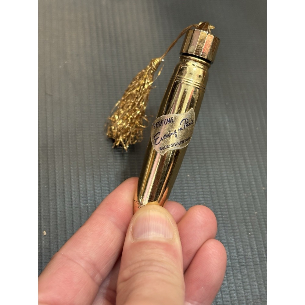 Vintage WWII era Gold Evening in Paris Perfume Bullet/Torpedo Bottle Tassel